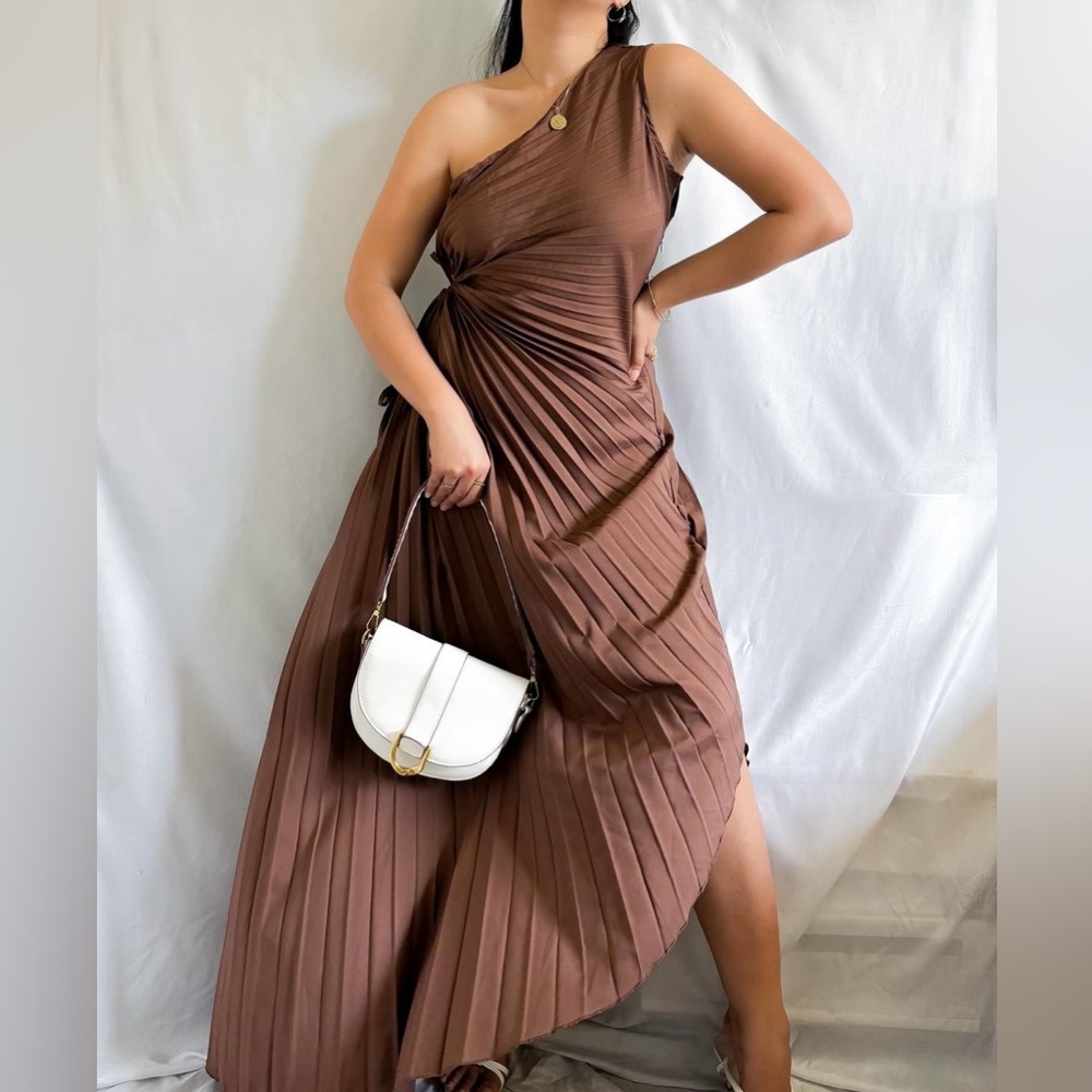 SHEIN Summer Women Elegant Vacation Beach Floral One-Shoulder Pleated